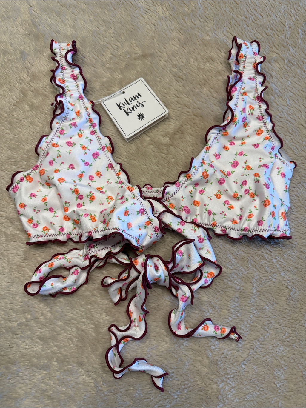 Kulani Kinis Lettuce Edge Wrap Bikini Top